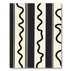 Cream Black Wavy Stripe Rug