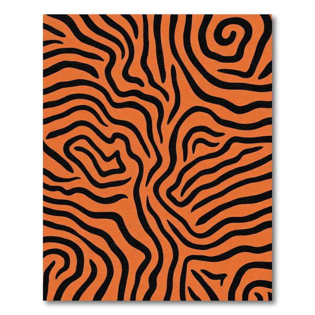 Bold Orange Black Stripe Wave Rug