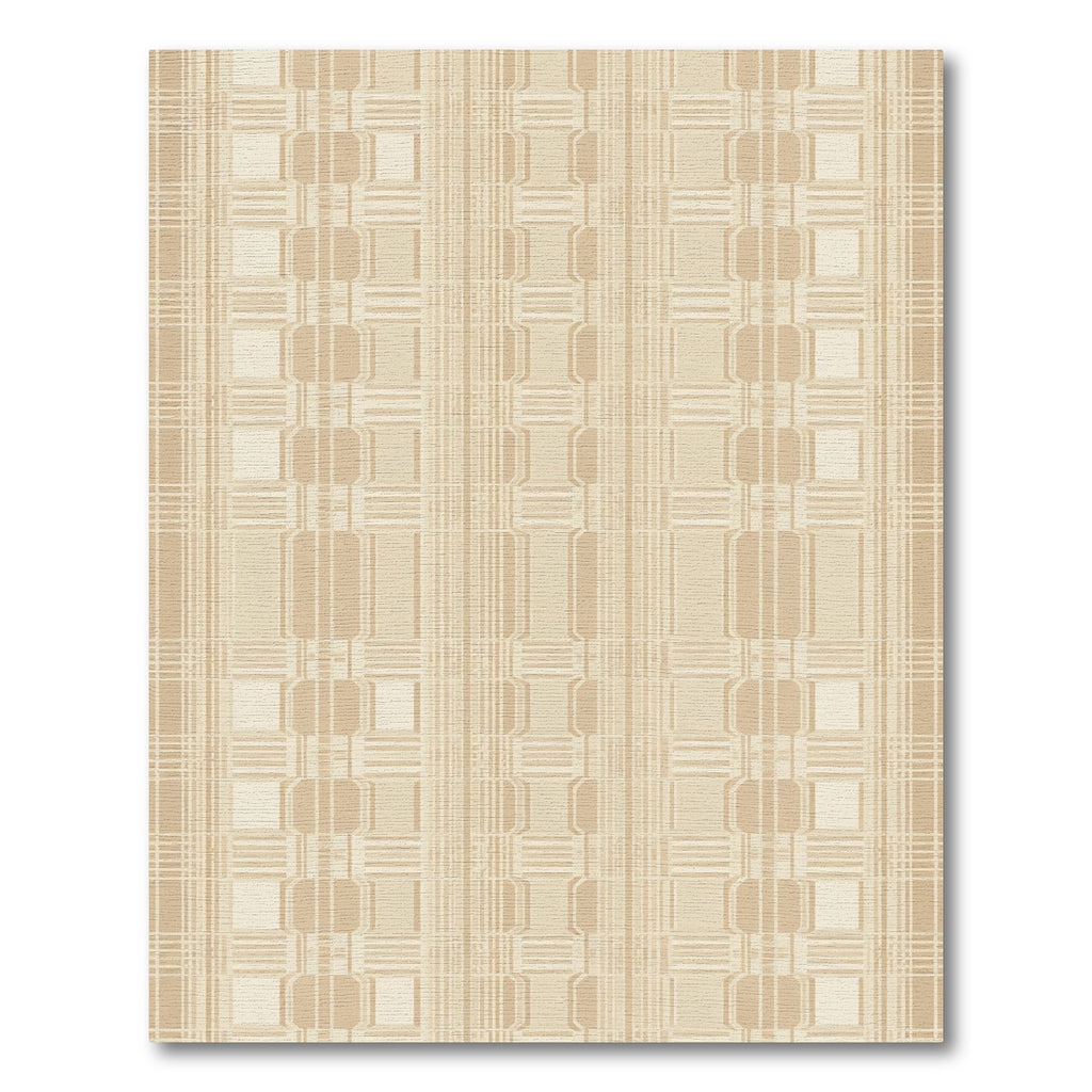 Earthy Beige Geometric Interlocking Squares Rug