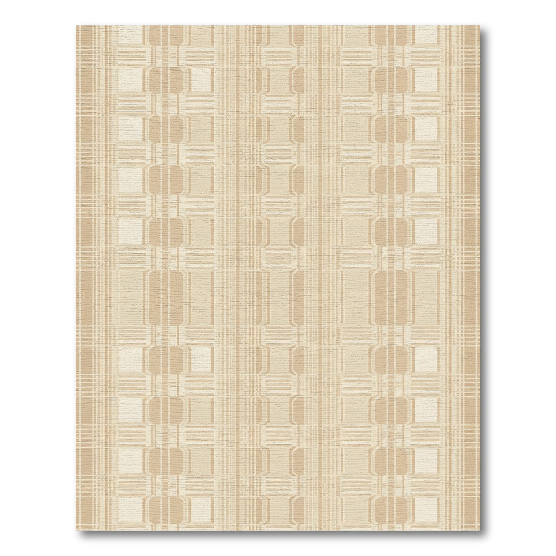 Earthy Beige Geometric Interlocking Squares Rug