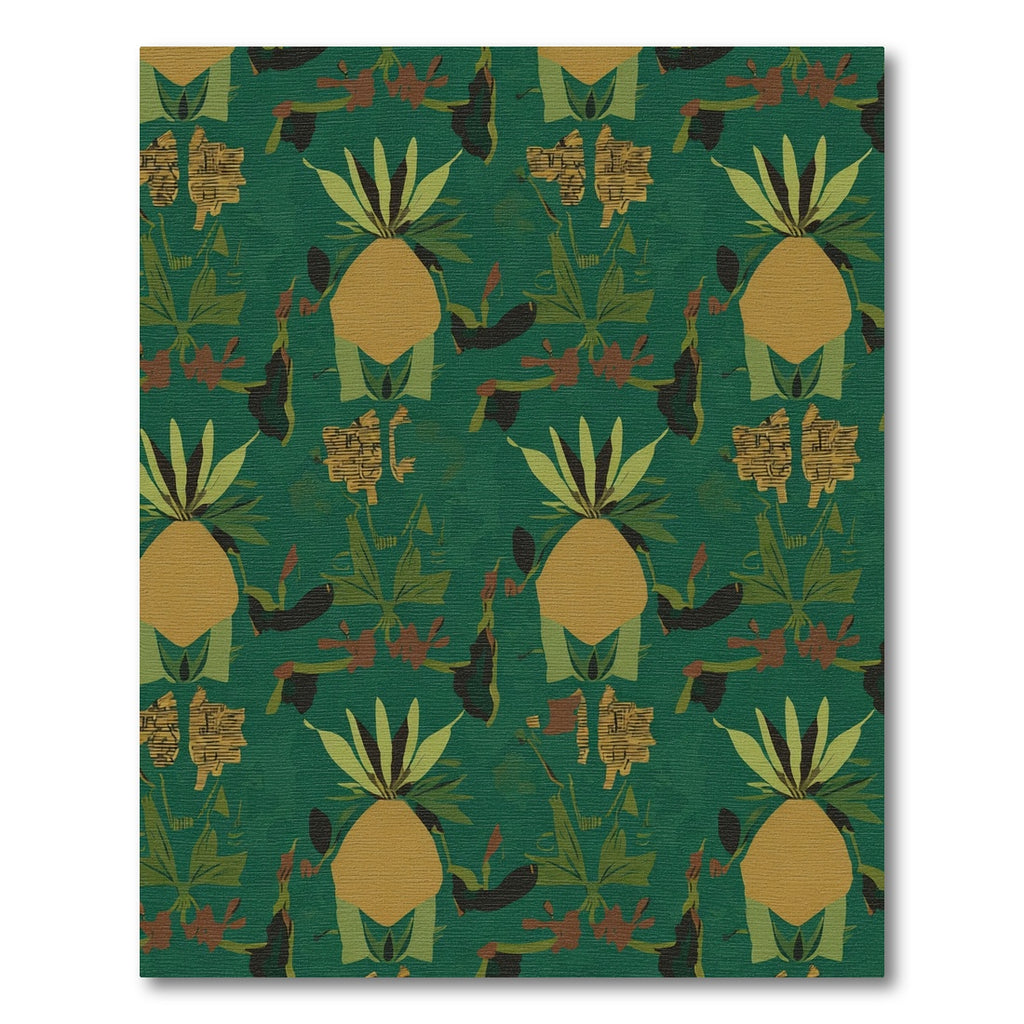 Deep Green Tropical Floral Arrangement Rug