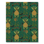 Deep Green Tropical Floral Arrangement Rug
