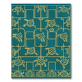Gold Turtles Teal Geometric Rug