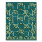 Gold Turtles Teal Geometric Rug