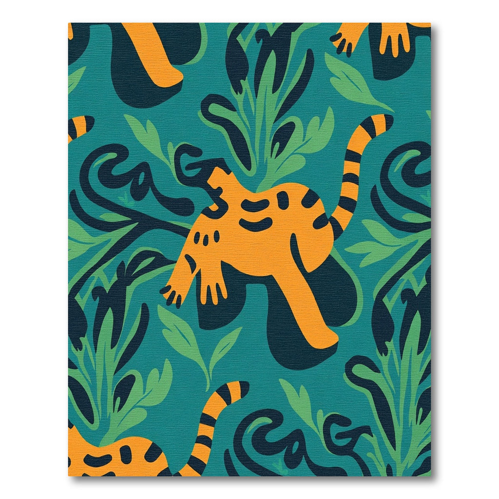 Orange Tiger Jungle Leaf Print Rug