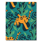 Orange Tiger Jungle Leaf Print Rug
