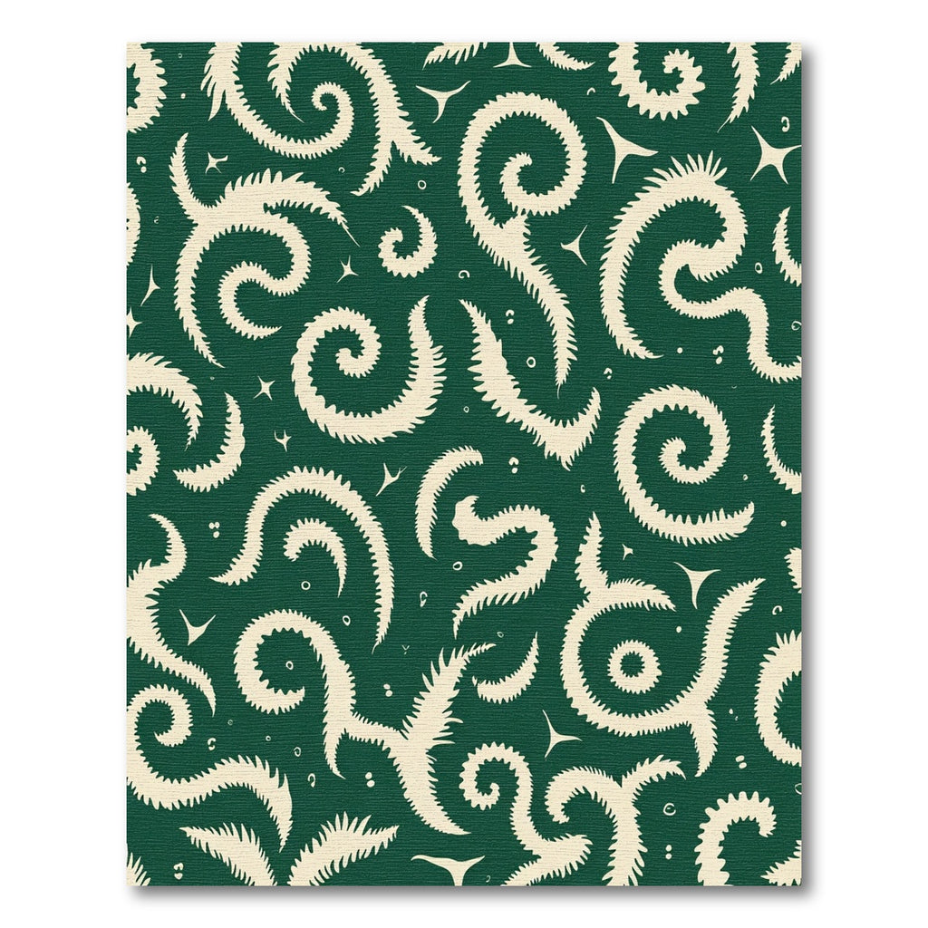 Cream Fern Scrollwork Emerald Green Rug