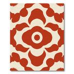 Bold Red Floral Concentric Circles Rug