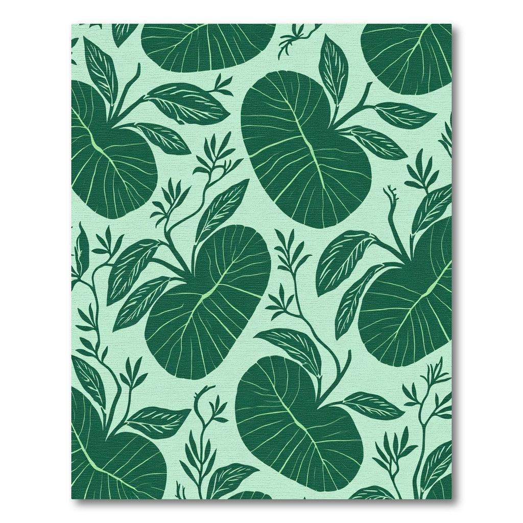 Deep Green Tropical Leaf Collage Rug