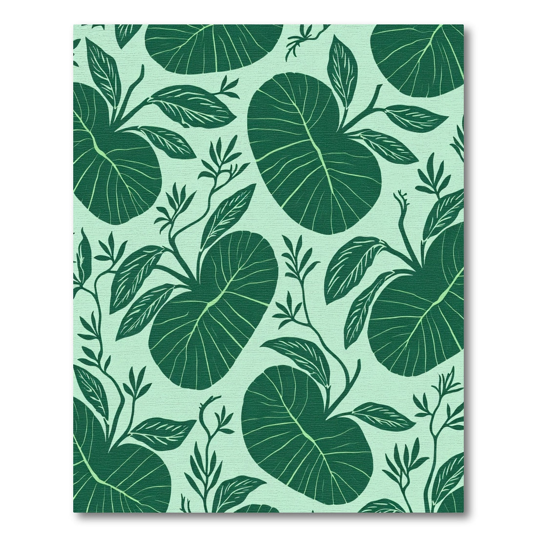 Deep Green Tropical Leaf Collage Rug
