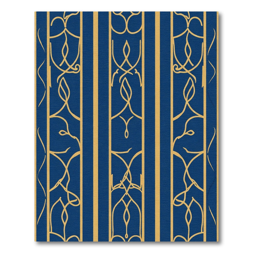 Regal Navy Gold Art Nouveau Vines Rug
