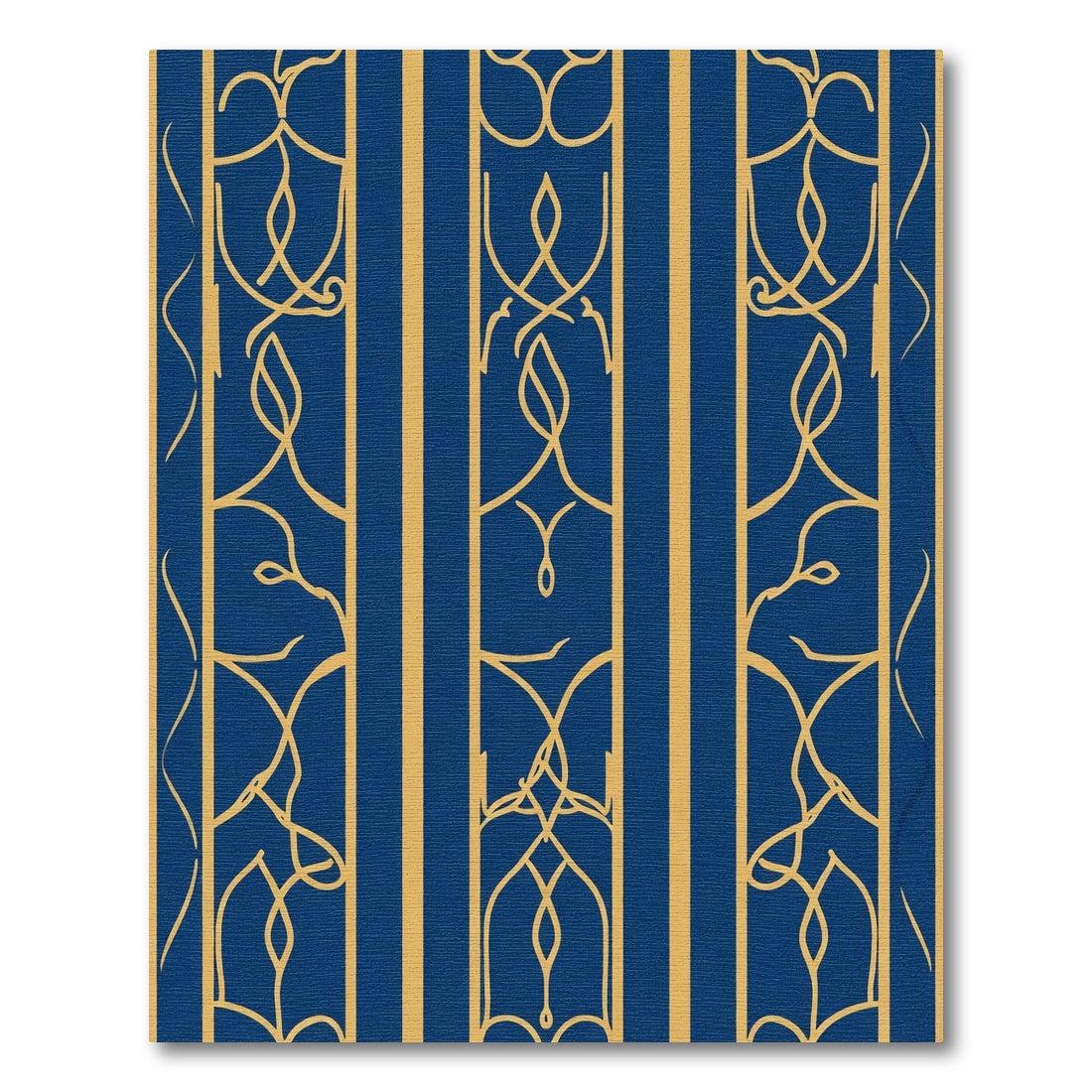 Regal Navy Gold Art Nouveau Vines Rug