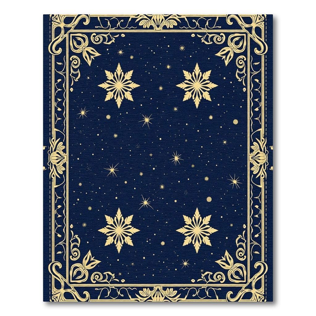 Midnight Blue Gold Starburst Medallions Rug