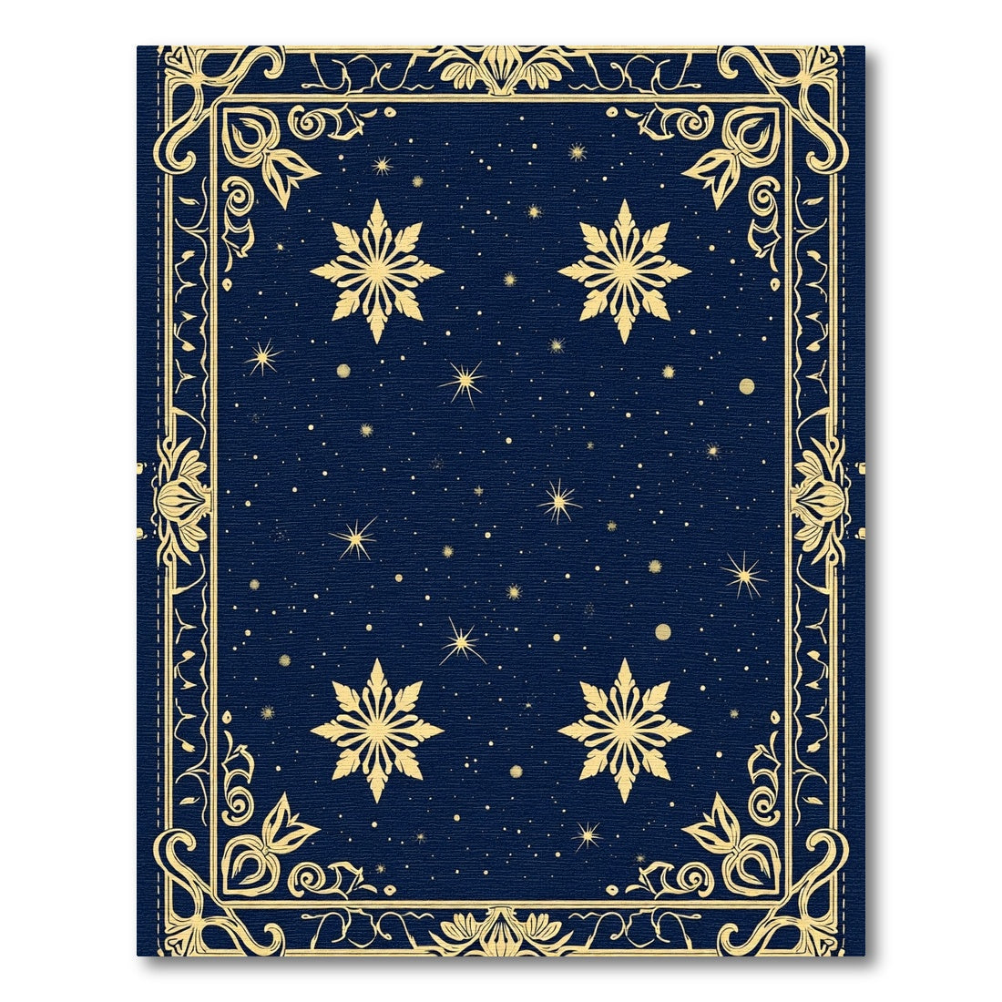 Midnight Blue Gold Starburst Medallions Rug