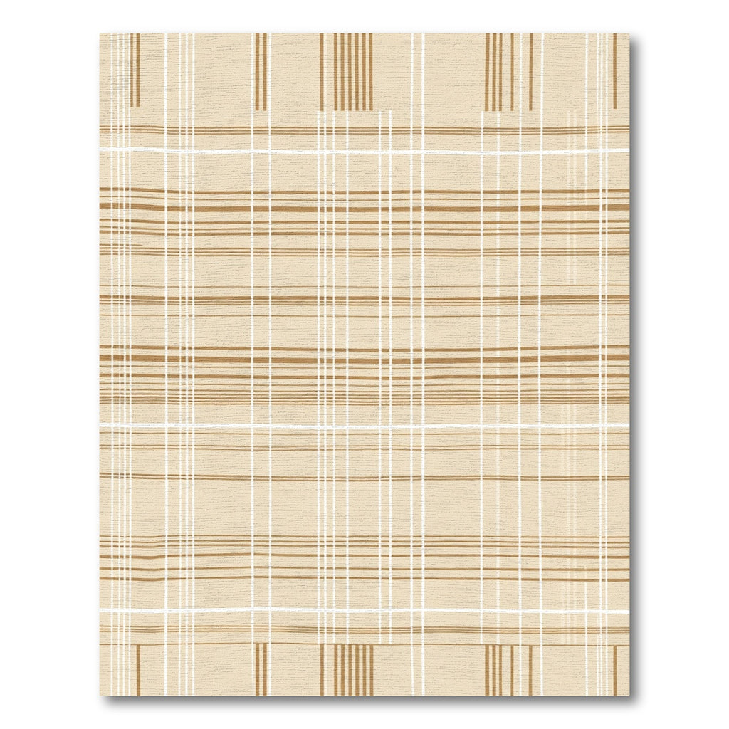 Neutral Tan Hand Drawn Plaid Rug