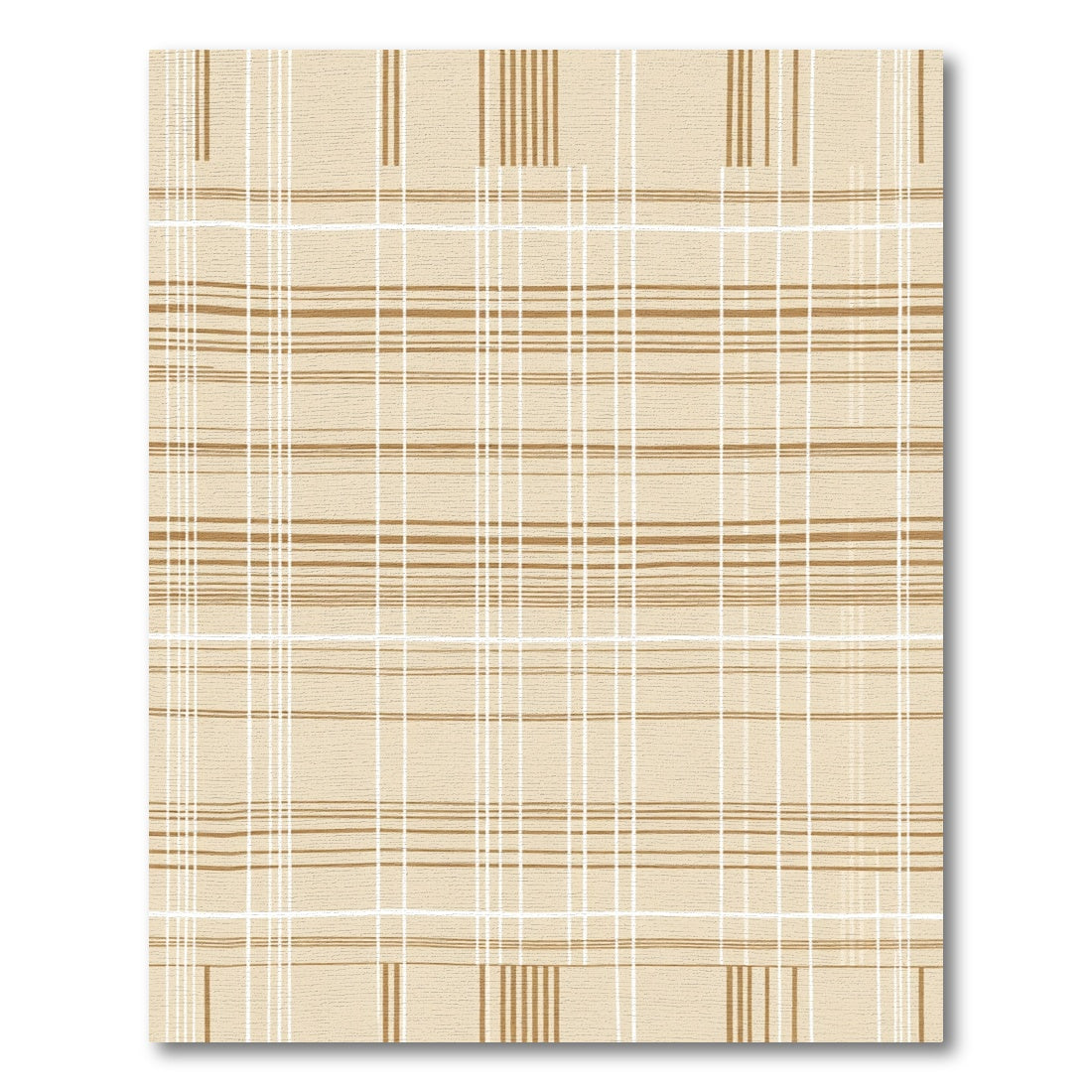 Neutral Tan Hand Drawn Plaid Rug