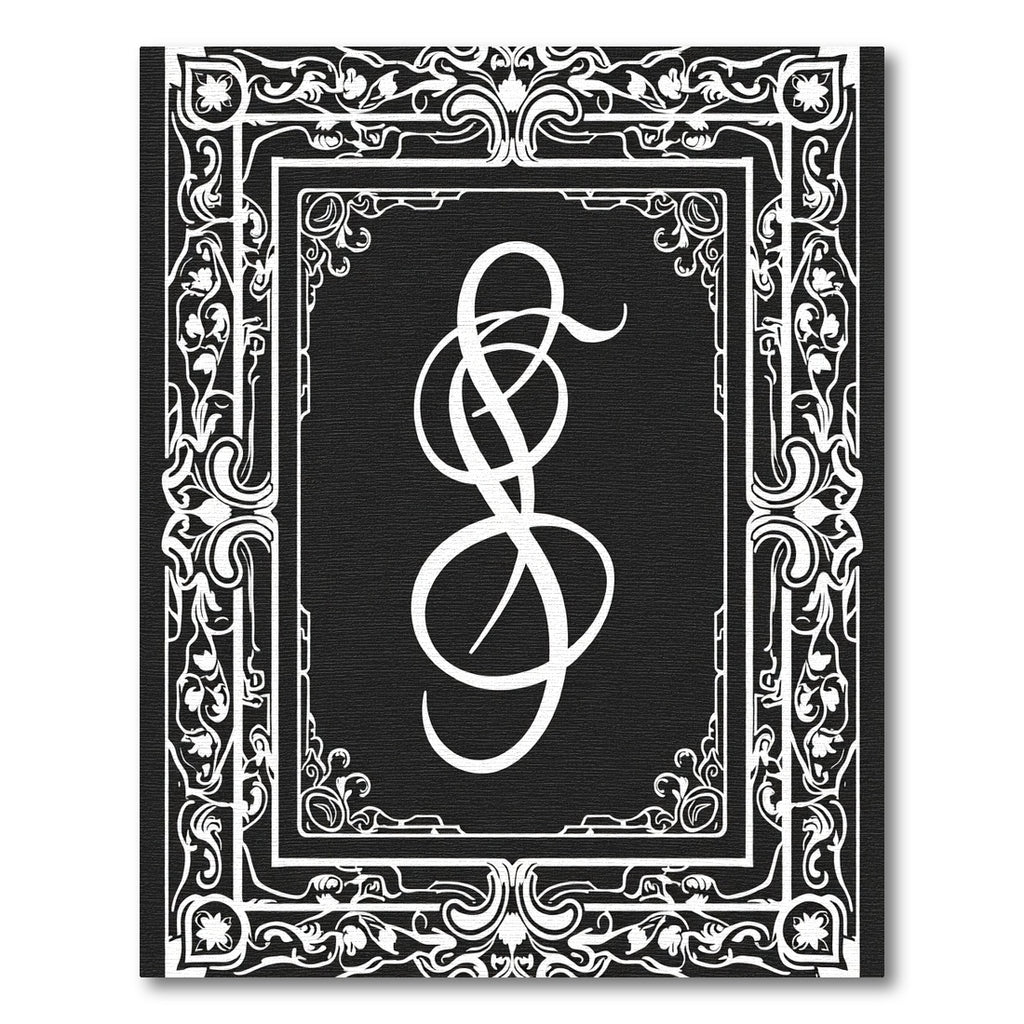 Classic Black White Ornate Scroll Rug