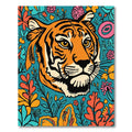 Vibrant Orange Tiger Floral Burst Rug