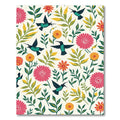 Radiant Pink Floral Teal Hummingbird Garden Rug
