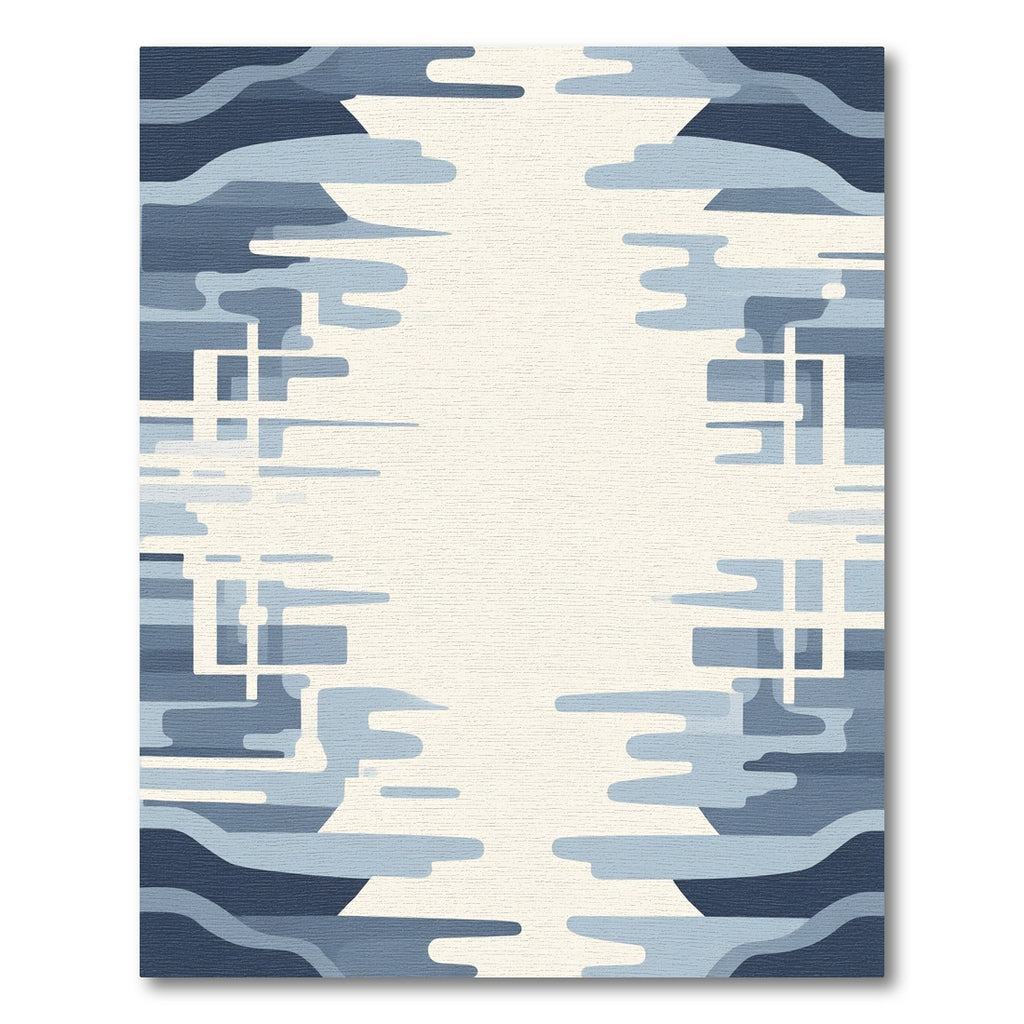 Cool Blue Abstract Landscape Rug