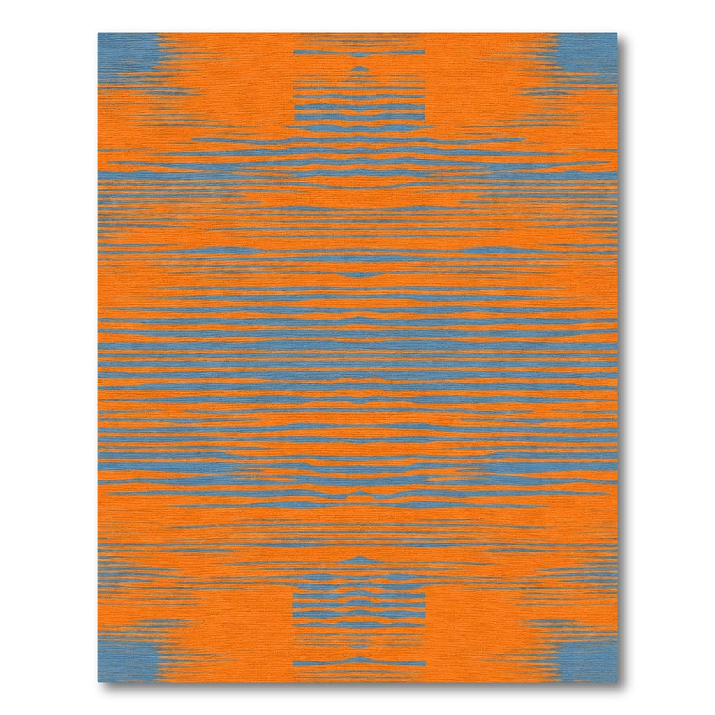 Orange Blue Abstract Horizontal Lines Rug