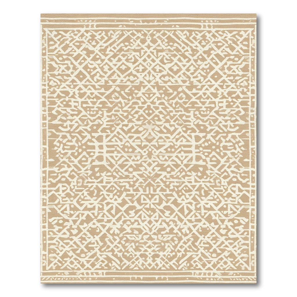 Tan And White Geometric Lattice Rug