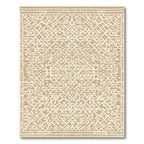 Tan And White Geometric Lattice Rug