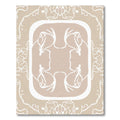 Cream Abstract Floral Scrollwork Frame Rug