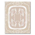 Cream Abstract Floral Scrollwork Frame Rug