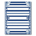 Nautical Blue White Striped Seashell Anchor Border Rug