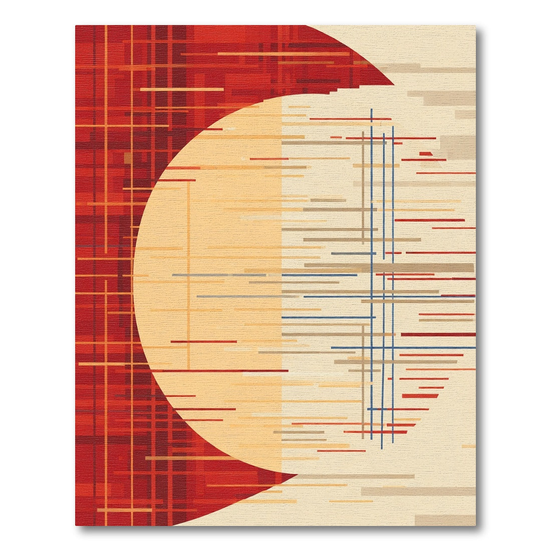 Crimson Sunset Abstract Linear Rug