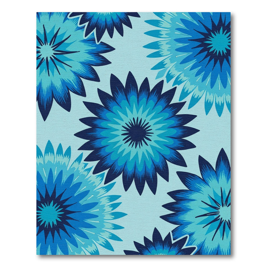 Deep Blue Layered Floral Burst Rug