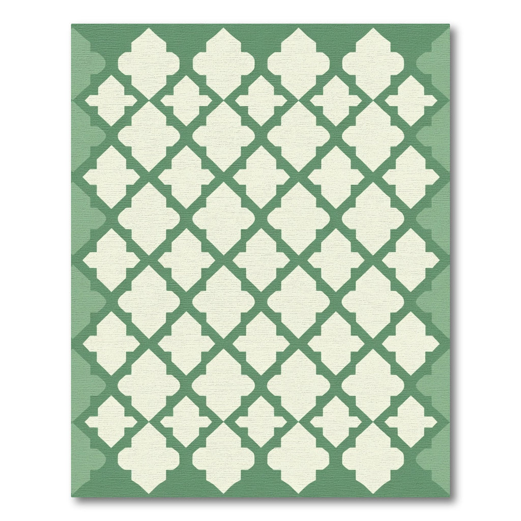 Green Cream Quatrefoil Lattice Rug