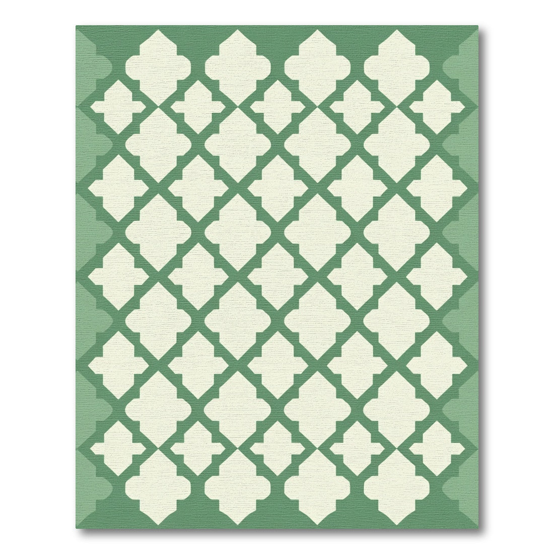 Green Cream Quatrefoil Lattice Rug