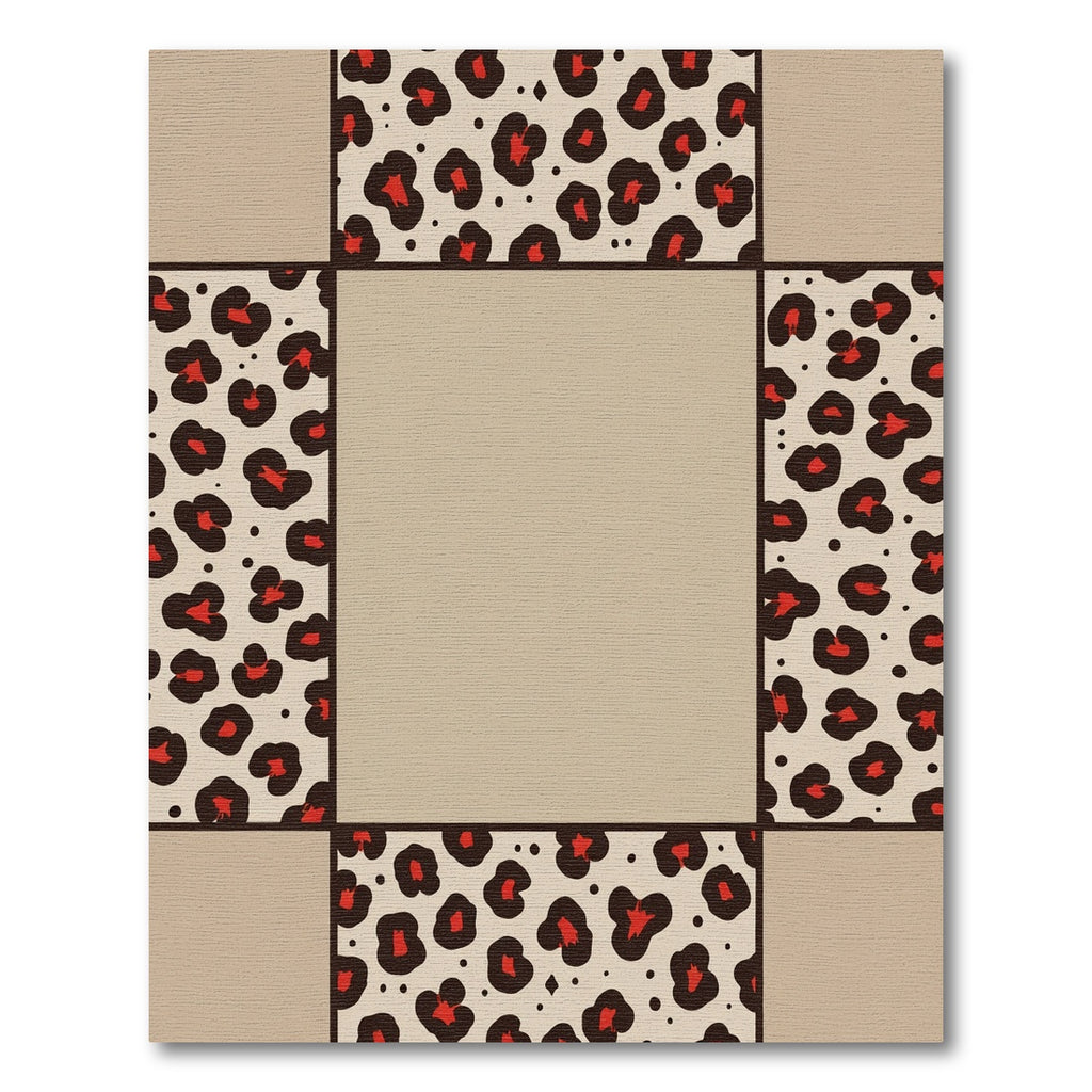 Bold Red Leopard Spots Border Rug