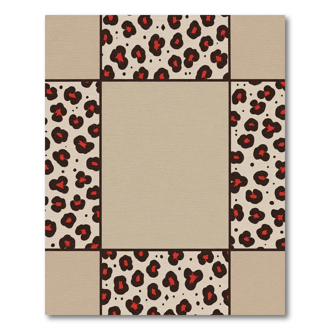 Bold Red Leopard Spots Border Rug