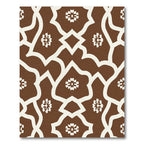 Brown White Lattice Floral Detail Rug