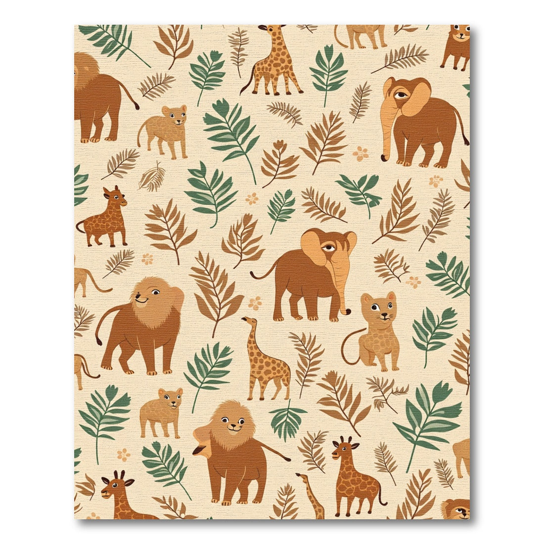 Safari Animals Foliage Autumn Palette Rug