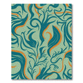 Teal Orange Floral Vine Swirls Rug