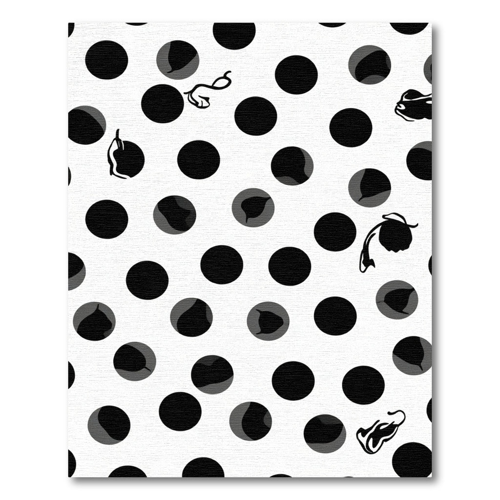 Black White Polka Dot Floral Whimsical Rug