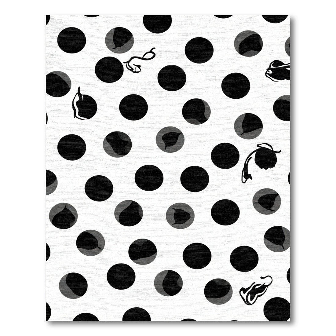 Black White Polka Dot Floral Whimsical Rug