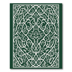 Intricate White Vine Mandala Emerald Rug