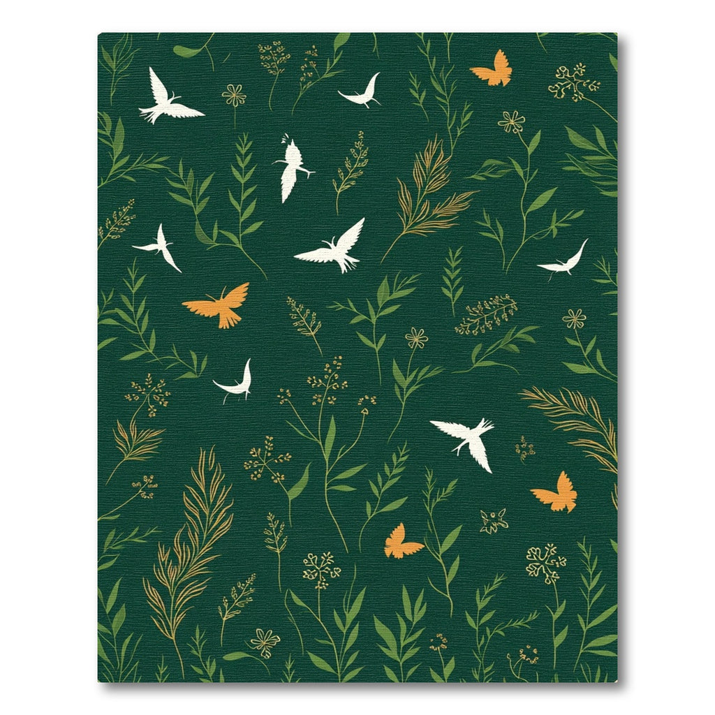 Emerald Green Ferns Birds Butterflies Meadow Rug