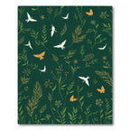 Emerald Green Ferns Birds Butterflies Meadow Rug