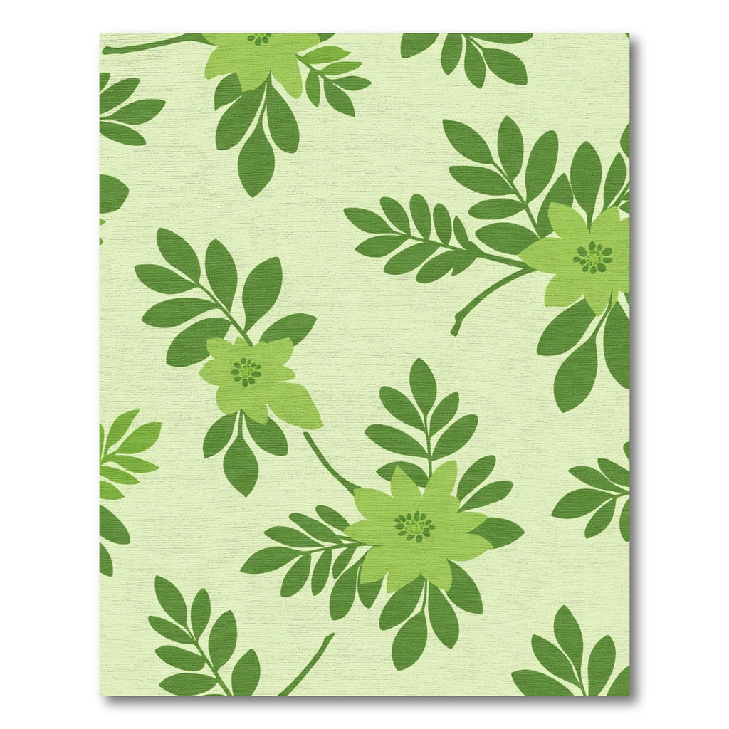 Light Green Floral Branch Pattern Rug