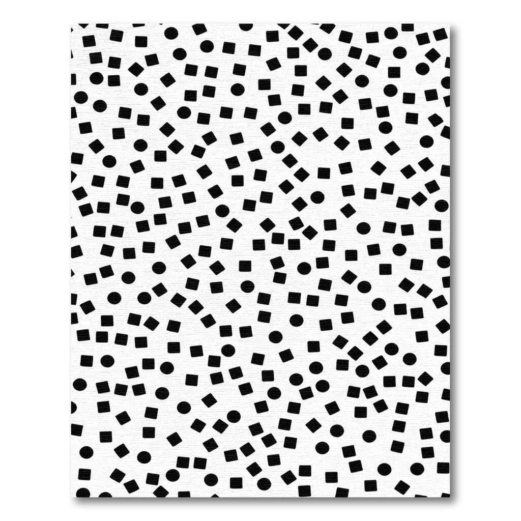 Minimalist Black Confetti Squares Circles Rug