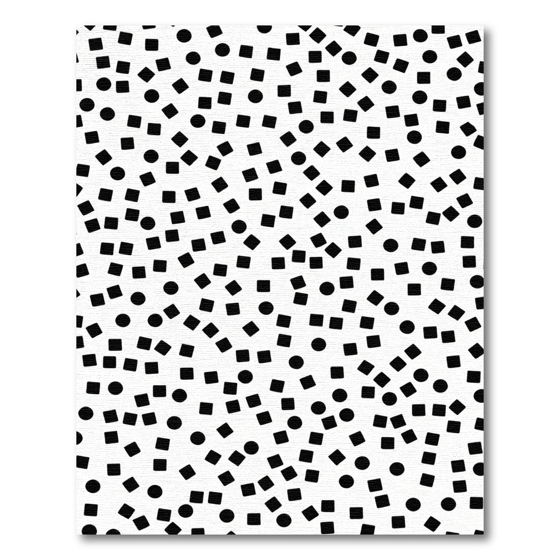 Minimalist Black Confetti Squares Circles Rug