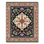 Crimson Floral Garden Medallion Rug