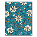 Coastal Blue Cream Floral Vines Rug