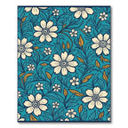 Coastal Blue Cream Floral Vines Rug